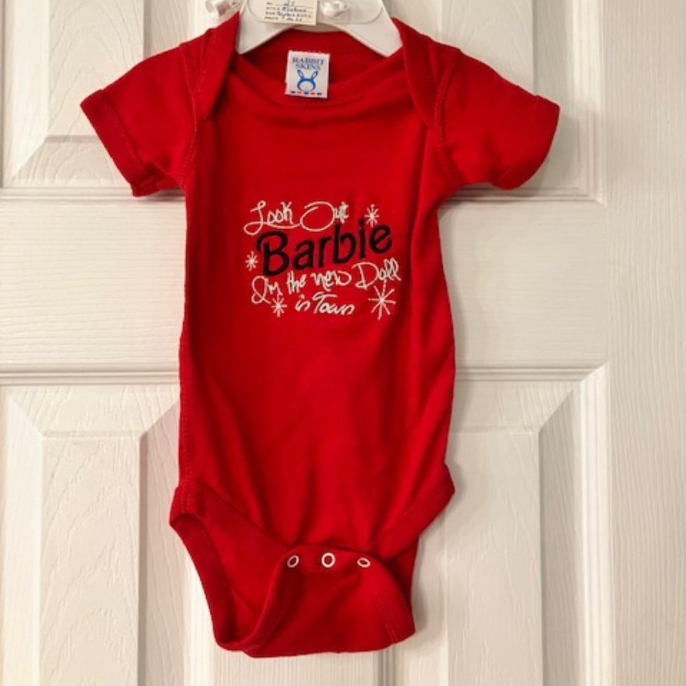 NWT! "Look Out Barbie I'm the New Doll in Town" - Newborn Onesie by RABBIT SKINS